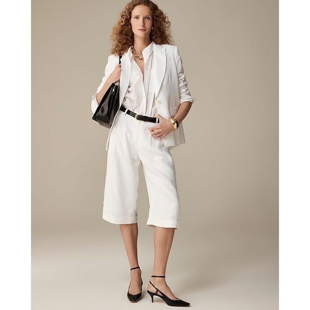 J.Crew Long pleated trouser short HIgh rise in drapey viscose NWT Size 2 $168